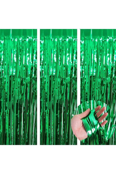 Generic Pack of 3 Foil Fringe Curtains Backdrop Party Decoration, Metallic Ti...