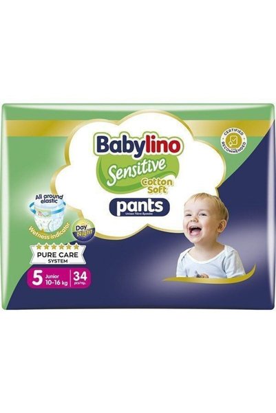 Babylino Ευαίσθητες Βαμβακερές Μαλακές Πάνες-Βρακάκια Αρ. 5 για 10-16 κιλά 34...