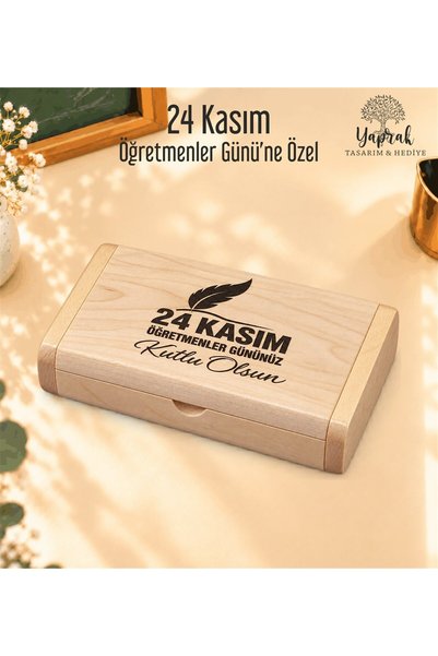 Yaprak Hediyelik Öğretmenler Günü Temalı Kişiye Özel Ahşap Usb Bellek 32 GB