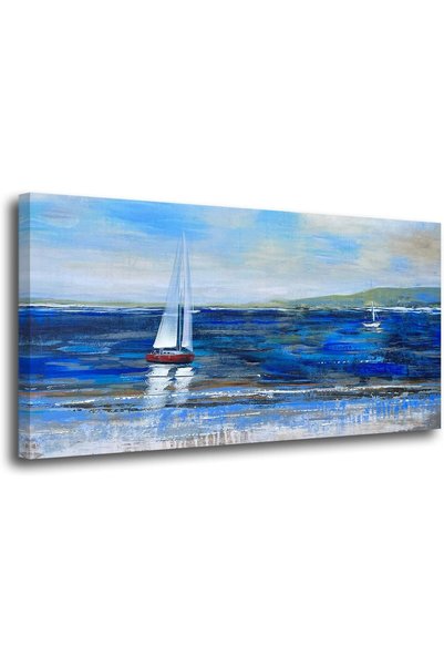 Generic Canvas Wall Art Blue Abstract Seascape Painting Large Size One Panel ...