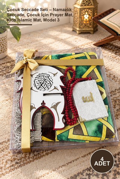 Yenilig 4-Piece Children's Prayer Rug Set – Prayer Rug, Prayer Mat for Childr...