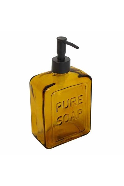 FRANDIS Dozator de săpun din sticlă chihlimbarie, Frandis, 750 ml, pompă neag...