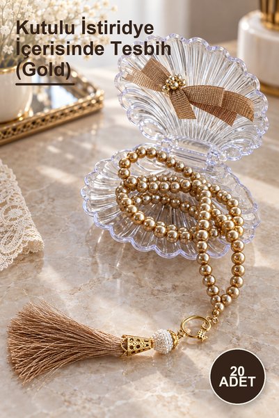 Yenilig 20 Prayer Beads in a Boxed Oyster (Gold)