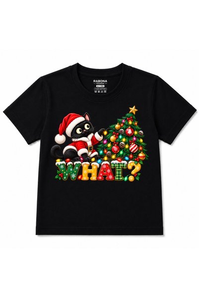 Rabona Fashion Pisică de Crăciun – Tricou grafic amuzant pentru copii cu pisi...