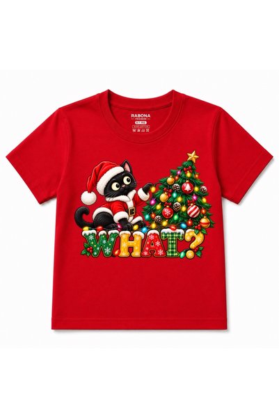 Rabona Fashion Christmas Cat What - Funny Santa Kitty Christmas Tree Kids Gra...