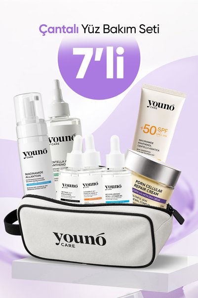 YOUNO CARE 7'li Komple Yüz Bakım Seti | Köpük + Tonik + 3 Serum + PDRN Krem +...