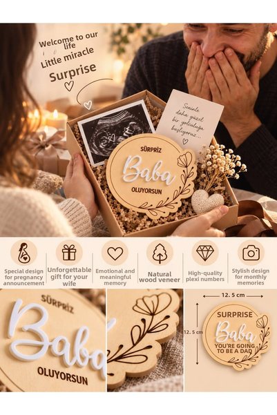 SOLIS DESIGN Natural Wood You'Re Becoming a Dad Surprise Gift Plaque |   The Good News of Pregnancy