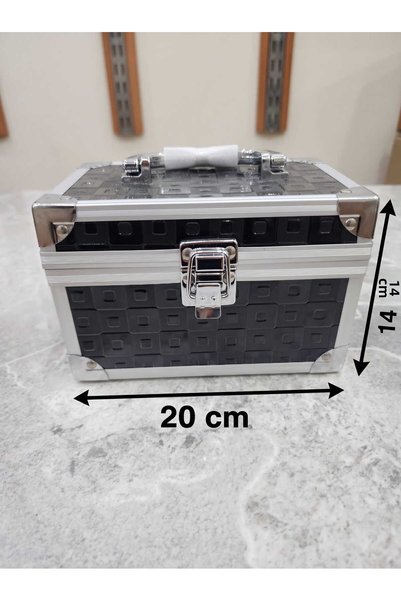 OUEEN ELİZABETH Aluminum Medium Size "Cryptographed" Makeup Bag Organizer