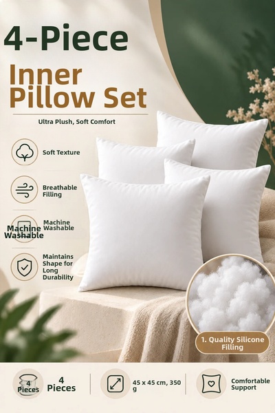 Decomia Home 4 Pieces 1. Quality Silicone Filled Throw Pillow Inner Cushion B...