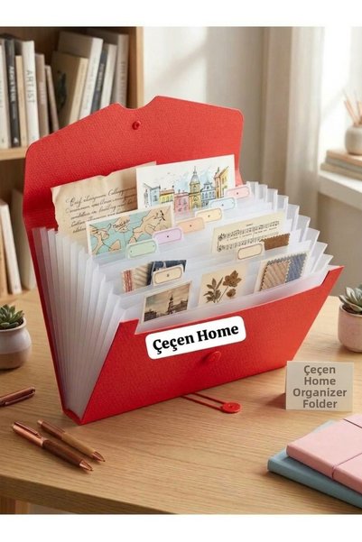 ÇEÇEN HOME 12-Compartment Expanding File Folder Accordion A4 Document Organiz...