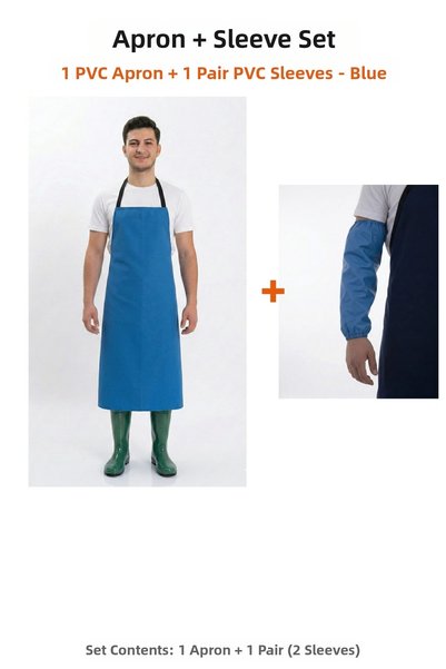 O.M.D Pvc Apron and Sleeve Set Blue – Dishwasher, Fisherman, Butcher Apron + ...