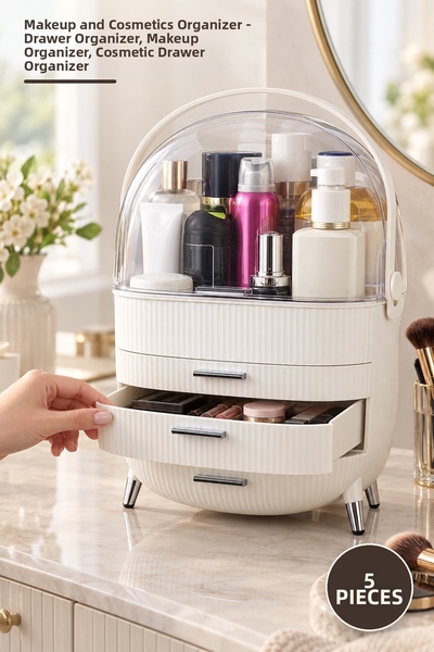 Yenilig 5 Pieces Makeup and Cosmetic Organizer – Drawer Organizer, Cream Make...