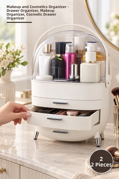 Yenilig 2 Pieces Makeup and Cosmetic Organizer – Drawer Organizer, Cream Make...