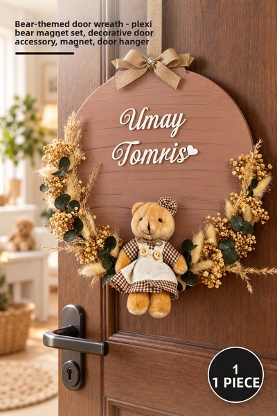 Yenilig 1 Piece Teddy Bear Concept Door Ornament – Plexiglass Teddy Bear Magn...