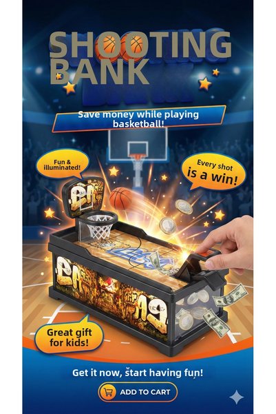 Eldenör Entertaining and Fun Basketball Piggy Bank with Basketball Throwing Game