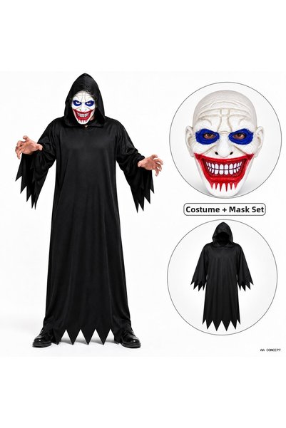 ZERO LAND Concepta Blue-Eyed Horror Mask and Black Hooded Costume Set (132204...