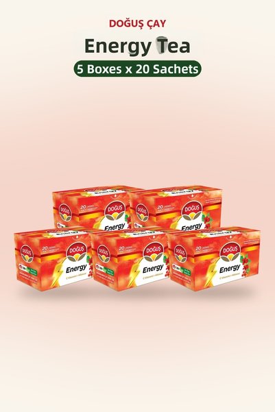 Doğuş Çay Energy Tea 20 Filtered Tea Bags X 5 Boxes