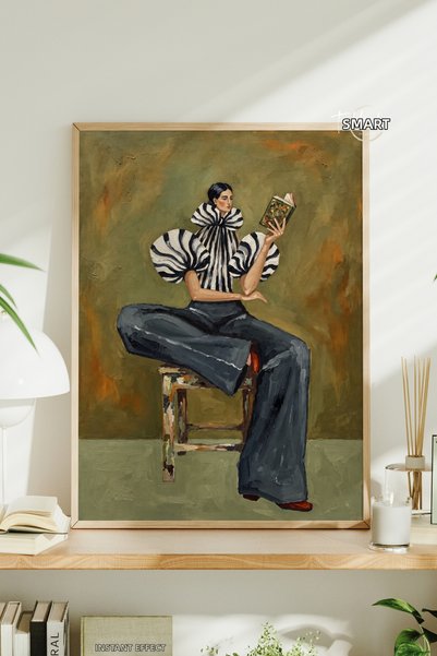 tablodea Riva - Fashion Art: Πίνακας με γυναίκα που διαβάζει βιβλίο – Διακοσμ...
