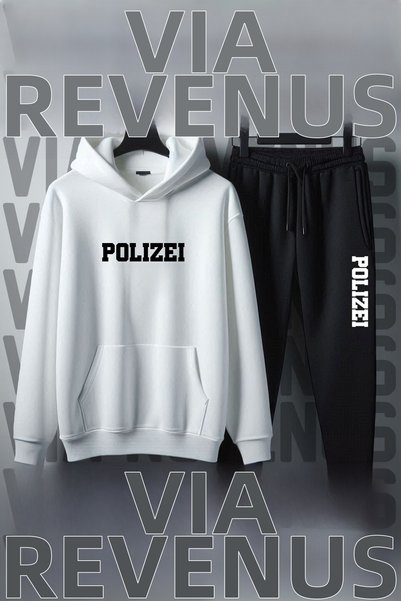 Vordevia Set de trening cu glugă, unisex, moale, cu imprimeu POLIZEI