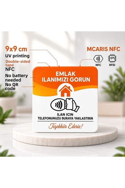 mcaris Nfc Real Estate Listing Card 9X9 cm Uv Printed Plexiglass Contactless Listing Display with Tape Single