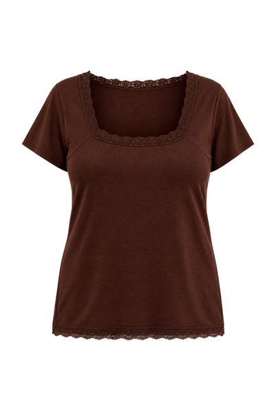 Trendyol Curve Dark Brown Sandy Knitted Plus Size Blouse