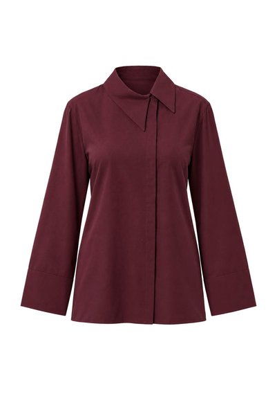 Trendyol Modest Πουκάμισο με λεπτομέρειες από υφαντό ύφασμα σε μπορντό χρώμα ...