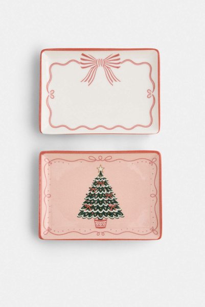 TRENDYOLMİLLA HOME Set of 2 New Year's Patterned Porcelain Presentation Plate...
