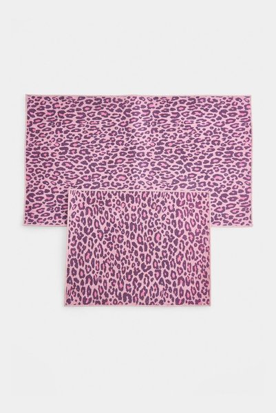 TRENDYOLMİLLA HOME 2-Piece Leopard Printed Non-Slip Bath Mat Set