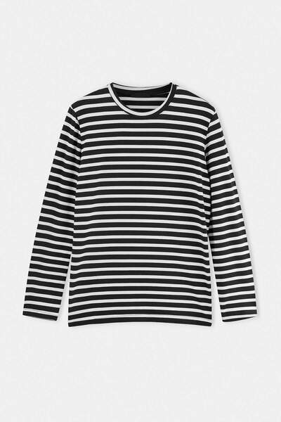 Trendyol Collection Navy Blue Regular Fit Striped Knitted T-Shirt Tmnaw27Ts00015