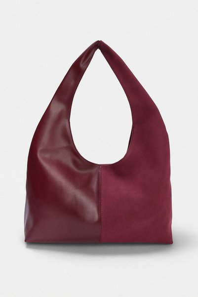 TRENDYOL SHOES Purpurne kontrastfarbene ovale Damen-Umhängetasche in Maxi-Grö...