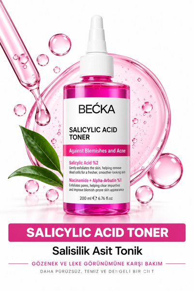 BECKA Salicylic Acid Tonic - Anti-Acne and Blackhead Aha-Bha for Oily and Com...