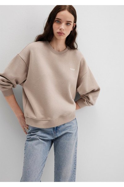 Mavi Logo Baskılı Bej Sweatshirt 1S10490-70344