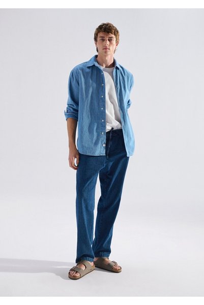 Mavi Andros Edition Indigo Mavisi Keten Karışımlı Jean Pantolon 0021045-A3880