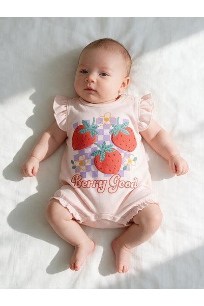 mandalinsbaby Strawberry Baby Girl Rompers