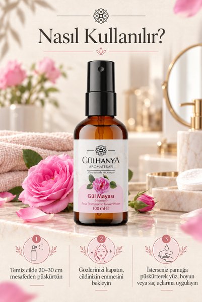 Gülhanya Aromaterapi Gül Mayası 100ml - Yoğun Gül Yağlı Gül Suyu Sıkılaştırıcı, Aydınlatıcı ve Arındırıcı Tonik