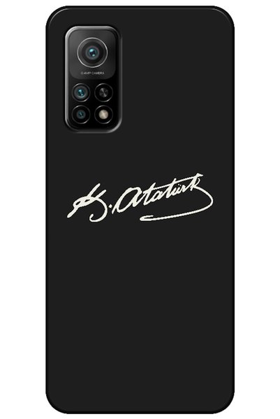 Zebana Xiaomi Mi 10t Compatible Case Ataturk Signature Silicone Case (Printed)