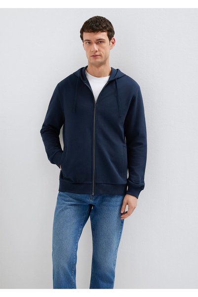 Mavi Kapüşonlu Fermuarlı Lacivert Basic Sweatshirt 0S10423-70490