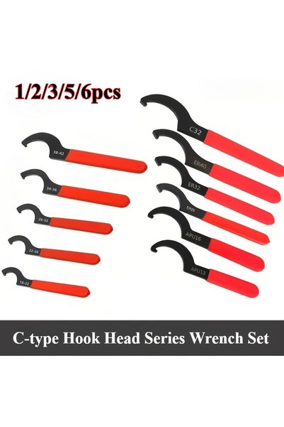Choice9 18-22 6pcs Hook Wrenches Tools Set C-Shape Spanner Wrench for Shock A...