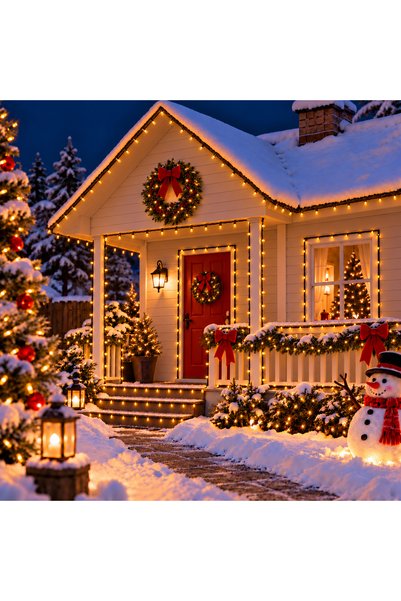 SERSIMO Sistem de iluminat exterior pentru grădină, 10,5 metri, 100 LED-uri, ...