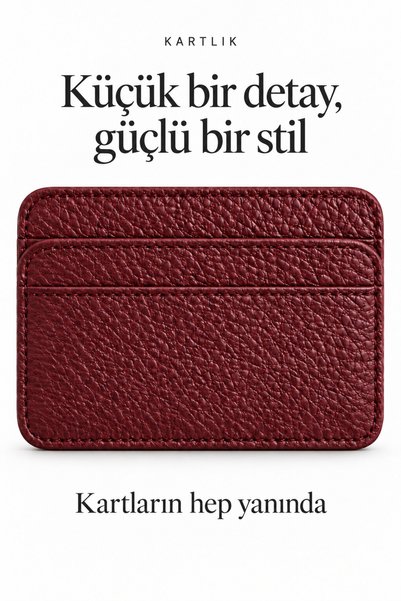 EYCH Hakiki Deri Görünümlü Minimalist Kartlık - 4 Bölmeli Slim Cüzdan