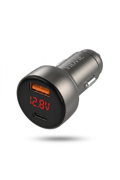 Vidvie CC547 48W Dual USB Fast Car Charger with Digital Display and Type-C Cable