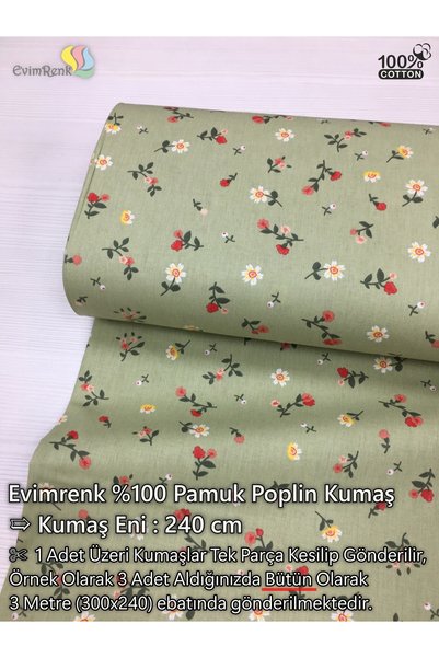 Renk Tekstil %100 Pamuk Poplin Geniş En (240 cm) Kumaş - Elbise - Nevresim - ...