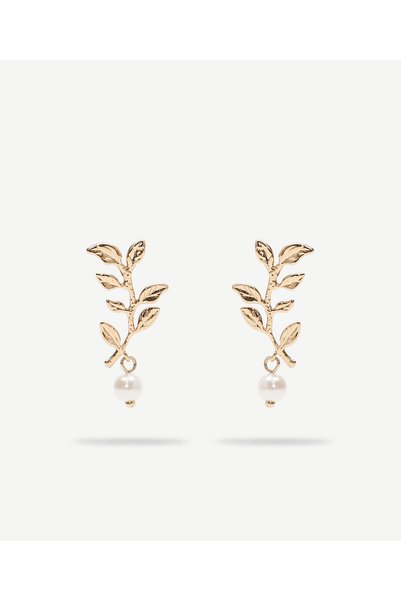 Yargıcı Pearl Leaf Form Earrings