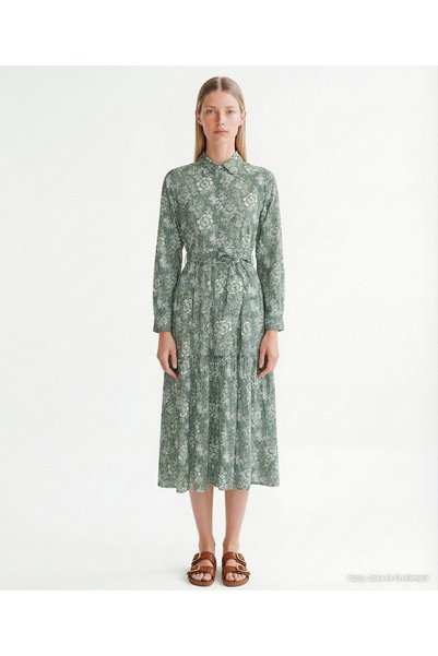 Yargıcı Loose Shirt Collar Long Sleeve Dress