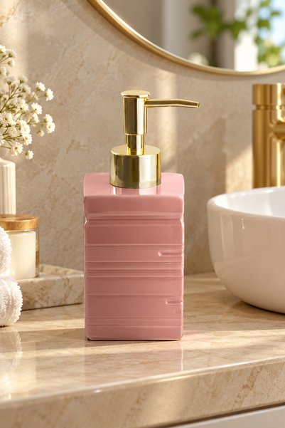 Porsima 3206 Porcelain Liquid Soap Dispenser - Countertop Bathroom Kitchen Si...