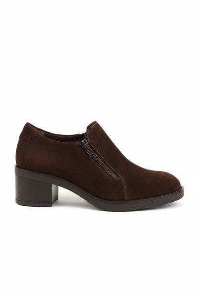 Gondol Genuine Leather Women's Comfortable Heeled Shoes with Zipper and Rubbe...