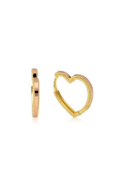 Altınkesesi 14 Ayar Altın Ajda Model Kalp Küpe 1.7 Cm
