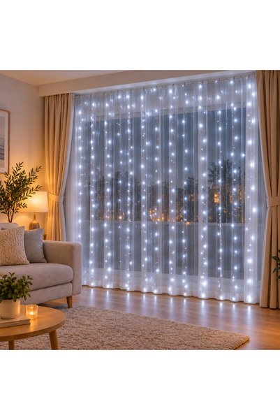 SERSIMO Ghirlandă luminoasă tip perdea 200 LED-uri, 2x2m, pentru interior, al...