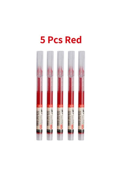 Choice 5 red pen 3-5Pcs Straight Liquid Gel Pen Quick-drying, Large-capacity ...