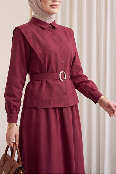 HİJABAYA Set modal hijab cu mâneci lungi, cu șolduri căptușite, fustă cu cure...